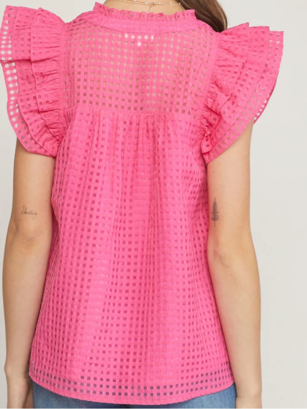 JODIFL Sheer Grid Top - Picture 2 of 4